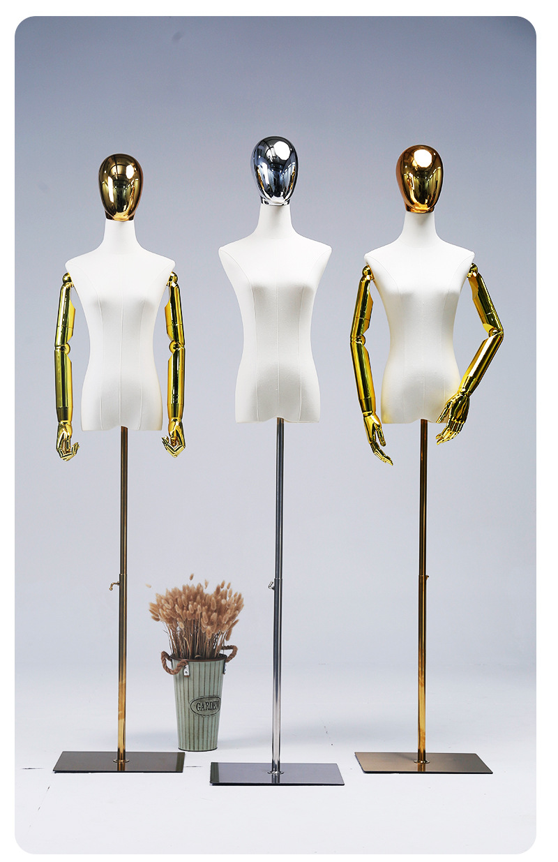 服装店女模特架子橱窗婚纱模特道具女模展示架全身半身女模电镀头