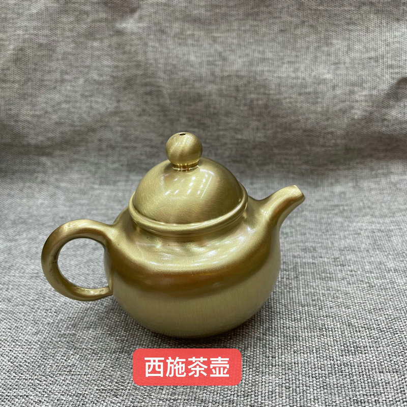 Factory Supply Household Copper Teapot Desktop Copper Pot Decoration Size Bamboo Shoots Dragon and Phoenix Teapot Office Teaware with Handle
