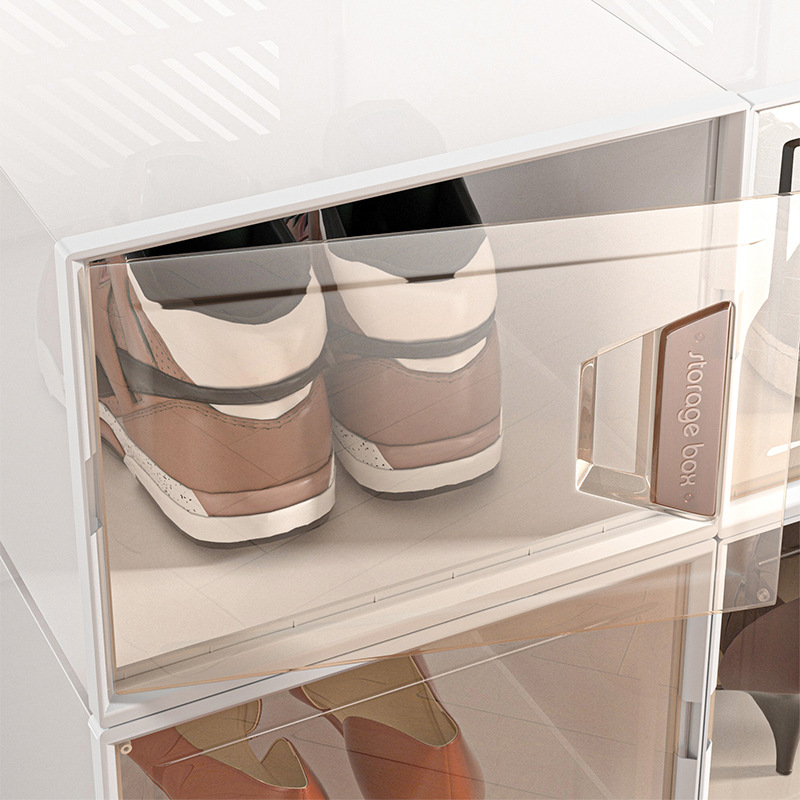 大号侧开鞋盒透明批发加厚塑料透气鞋子盒多层可折叠鞋收纳盒跨境
