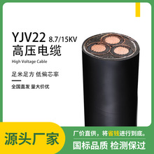 YJV22高压电缆线3芯带铠阻燃聚氯乙烯8.7/15kv电缆工程用电线电缆