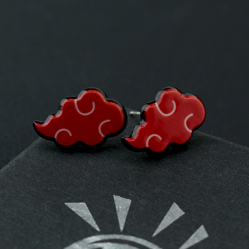 可定制火影忍者鸣人佐助头像耳钉宇智波族徽晓组织红云耳环耳针