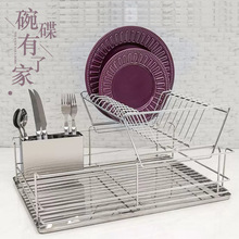双层碗碟沥水架 亚马逊201不锈钢式碗碟筷收纳大容量家用厨房碗架