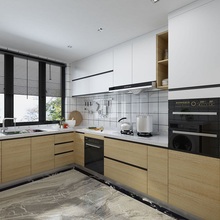 厨房整体橱柜石英石不锈钢台面现代简约经济型开放式橱柜