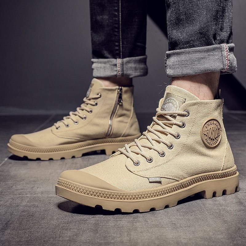 【高帮鞋男】拉链男鞋新款帆布马丁靴男士高帮鞋法国鞋-阿里巴巴