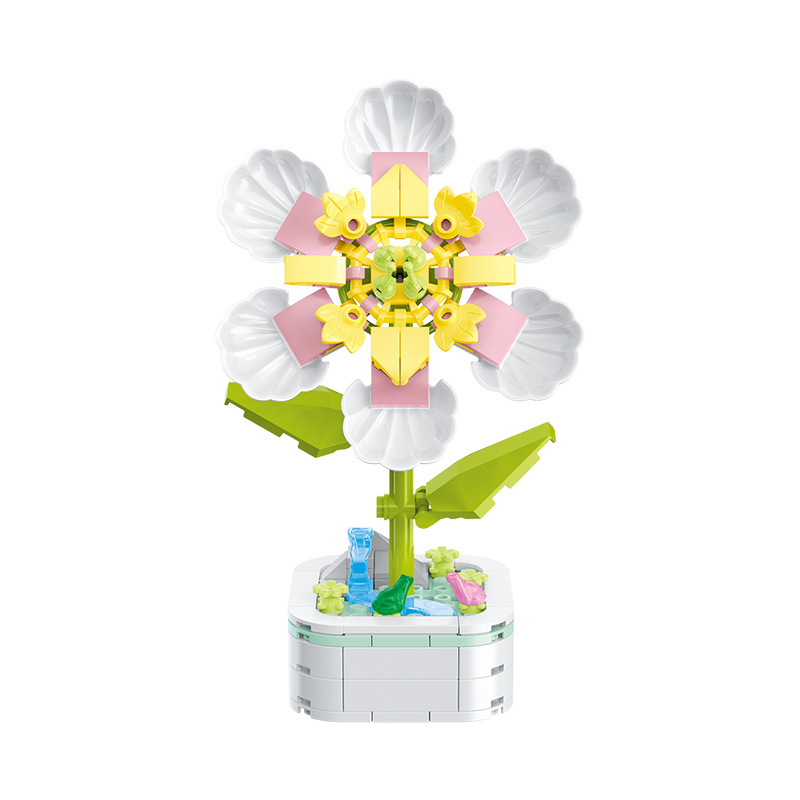 Preserved Fresh Flower Potted Small Particle Assembly Building Blocks Compatible with Lego Office Decoration Ornaments Girlfriend Gift Stall Wholesale