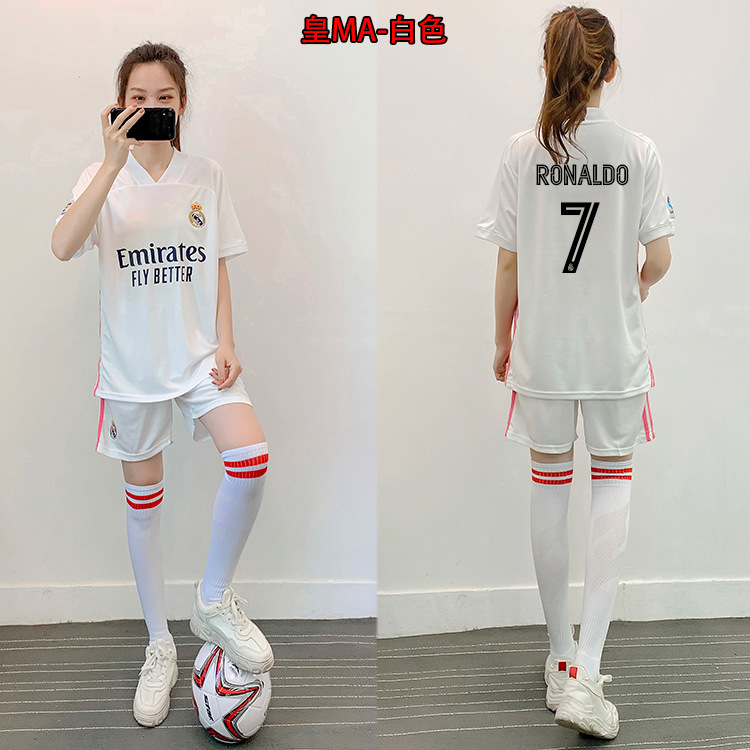 韩版足球服女套装儿童运动足球训练服学生比赛队服c罗梅西足球衣