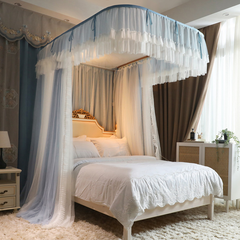 8e7q大气u型导轨公主风单独蚊帐不含支架三开门家用加密落地帐纱