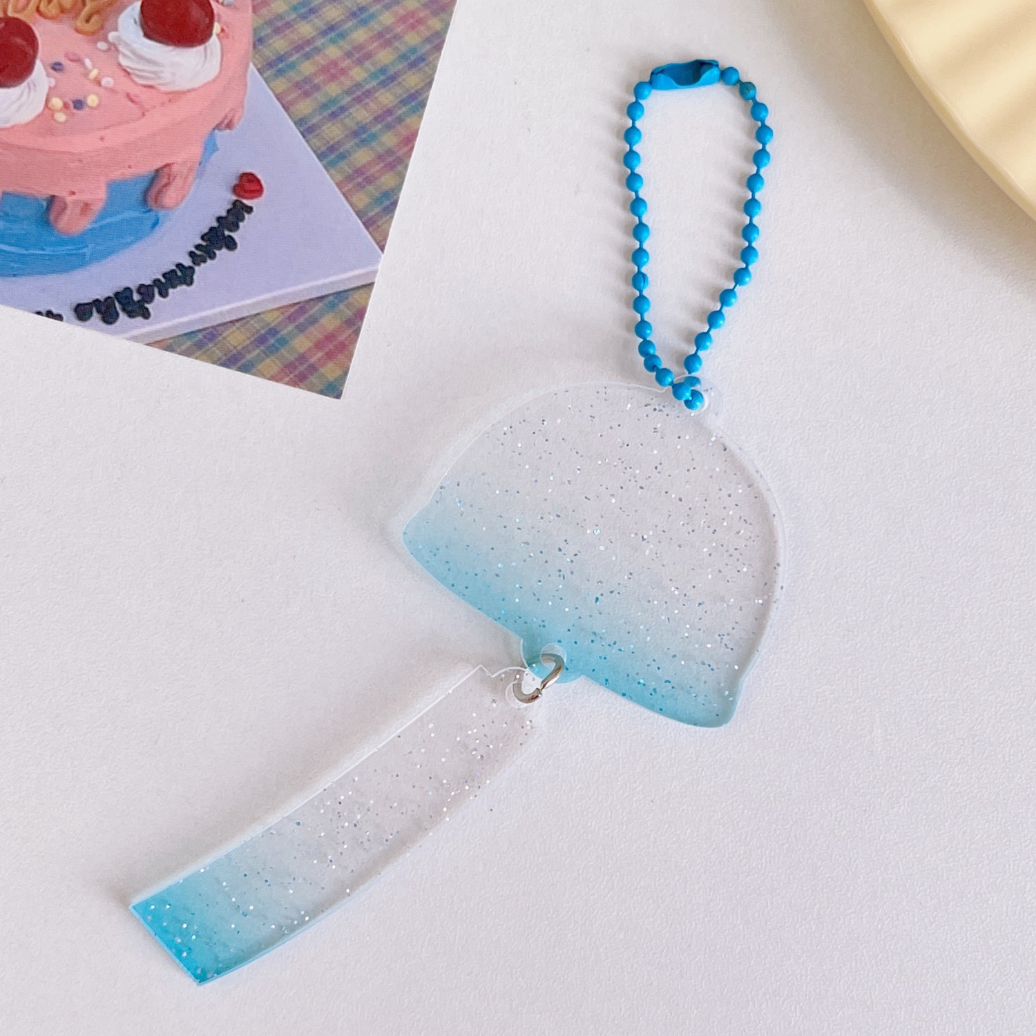 DIY Aidou Goka Small round Palte Glitter Gradient Acrylic Keychain Pendant Transparent round Notebook Goo Plate Card