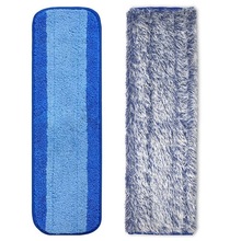 跨境适配博纳Bona拖把布替换头平板粘贴纤维布蓝条纹长绒清洁拖布