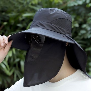 帽子男夏天遮阳防晒帽遮脸护颈大帽檐新款多功能钓鱼帽户外太阳帽