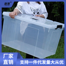收纳箱特大号透明塑料有盖整理箱家用收纳盒大容量衣服储物箱