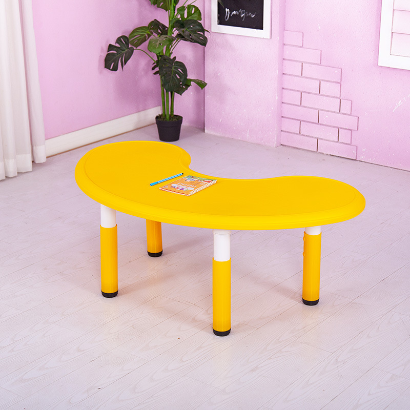 Children's Moon Table and Chair Set Kindergarten Plastic Table Home Baby Game Toy Table Arc Crescent Table Lifting