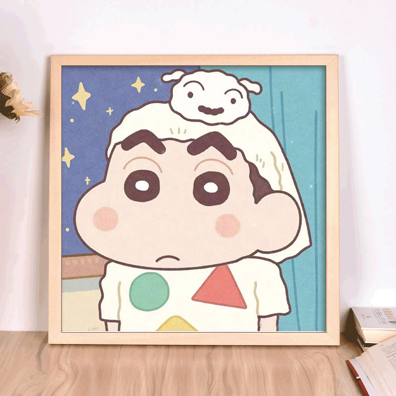 儿童数字油画蜡笔小新diy卡通动漫手绘画小学生丙烯画简单油彩画