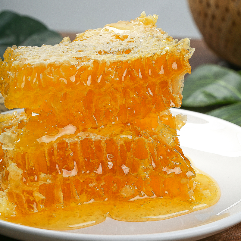 蜂巢蜜嚼着吃土蜂蜜天然野生农家自产盒装蜜糖块纯巢云南贵州