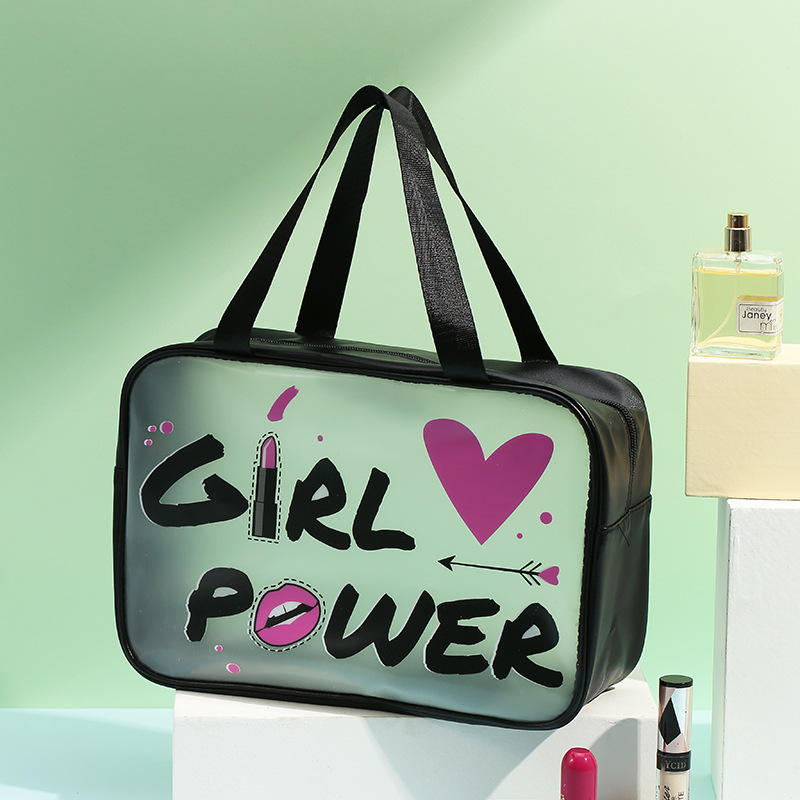 New Travel Cosmetic Bag Love Printed Women's Cosmetics Storage Bag PVC Convenient Wash Bag Factory Wholesale