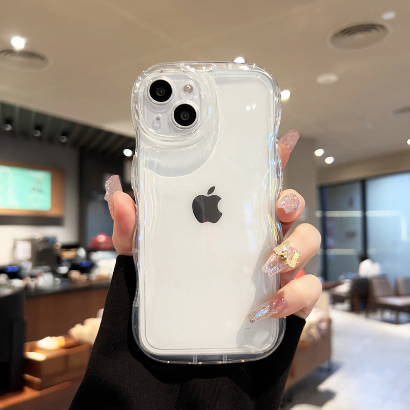 适用华为p60pro手机壳mate50透明简约nova10荣耀80s波浪气垫壳p40