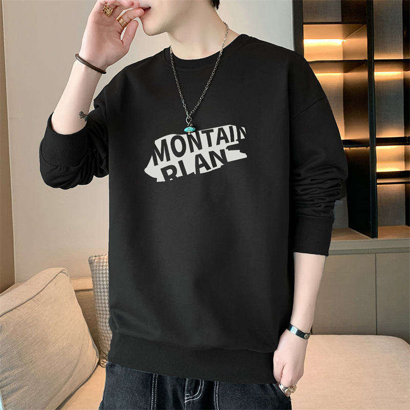 Spring and Autumn New Fashion Hong Kong Style Trendy Men's Loose round Neck Pullover Long Sleeve Sweater Youth All-Matching Bottoming Shirt