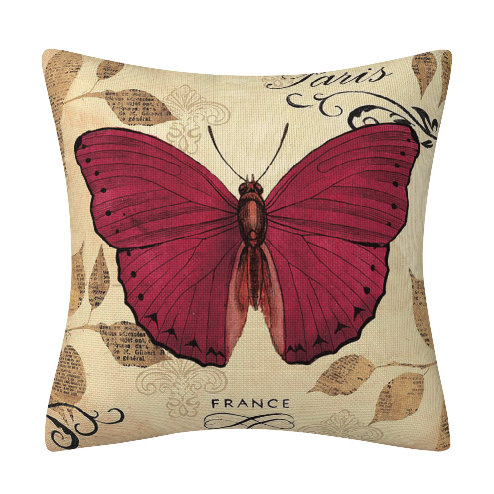 Butterfly Digital Printing Decoration Pillow Home Decoration Sofa Cushion Linen Pillow Cover Wholesale