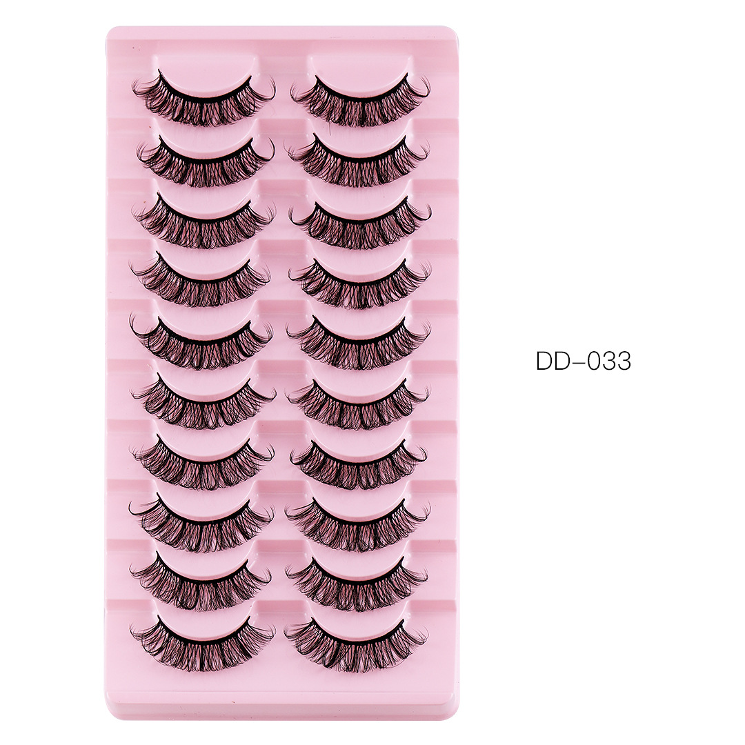 European and American Hot False Eyelashes Large Capacity Ten Pairs of Curly Thick Natural False Eyelashes Simulation Cross-Border Eyelashes Wholesale