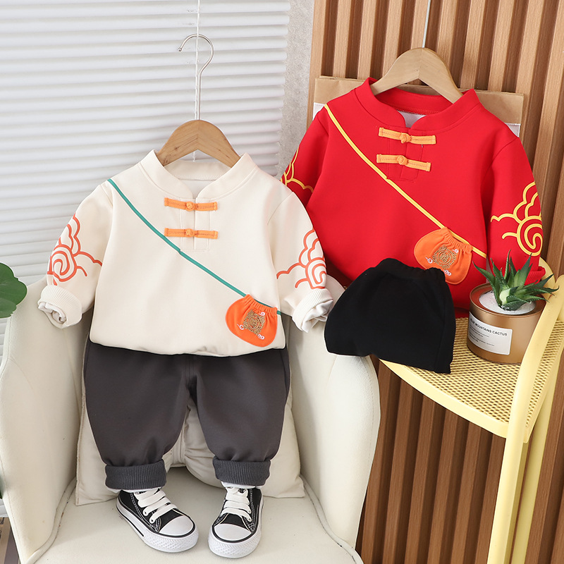 Boys' Spring Clothes Two-Piece Suit Baby Kids' Western Style Clothes Baby Boys' Spring and Autumn 0-1-2-3 Years Old Suit 4