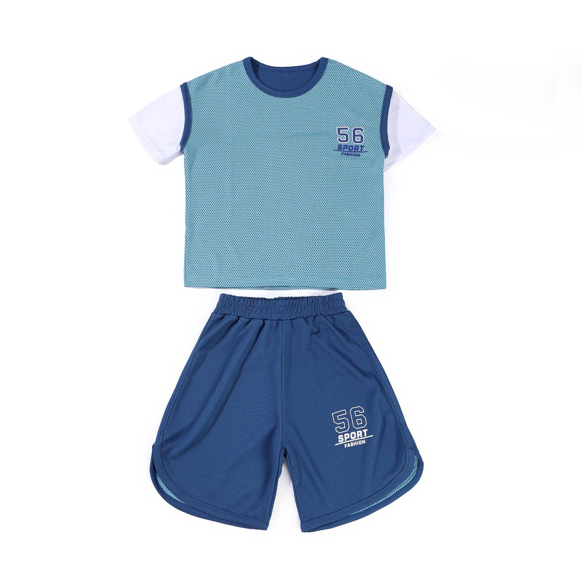 Boy's Sportswear Summer 2022 New Thin Medium and Big Children Quick-Drying T-shirt Shorts Two-Piece Children's Clothing Summer