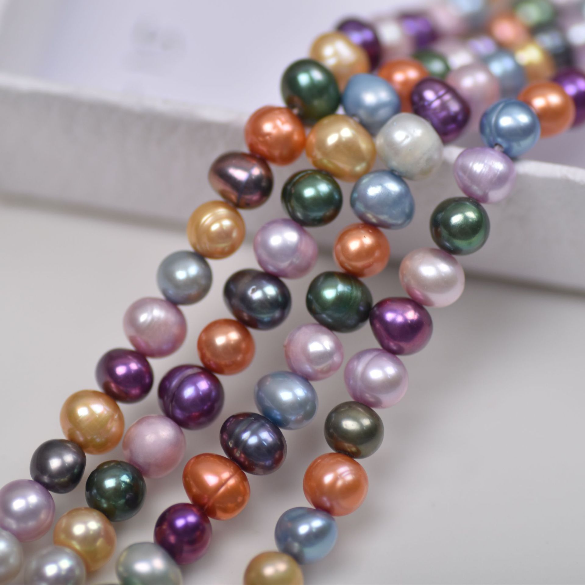 珍珠6半成淡水七彩半成品耳环散珍珠珠项链天然彩色7mmdiy近圆材