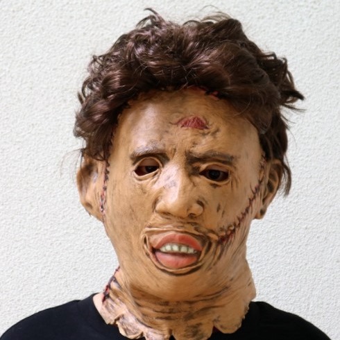 电锯惊魂面具带假发电锯杀人狂电影主题 万圣节cosplay恐怖面具