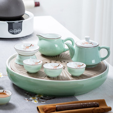 潮汕功夫茶具套装家用小套景德镇茶盘茶壶盖碗茶杯整套陶瓷茶船