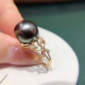 diy配件 s925纯银珍珠戒指空托优雅龙空戒托配饰 半成品手工银托