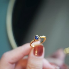 【小蓝月】斯里兰卡仿蓝水晶镶嵌锆石戒指女小巧设计感批发批量