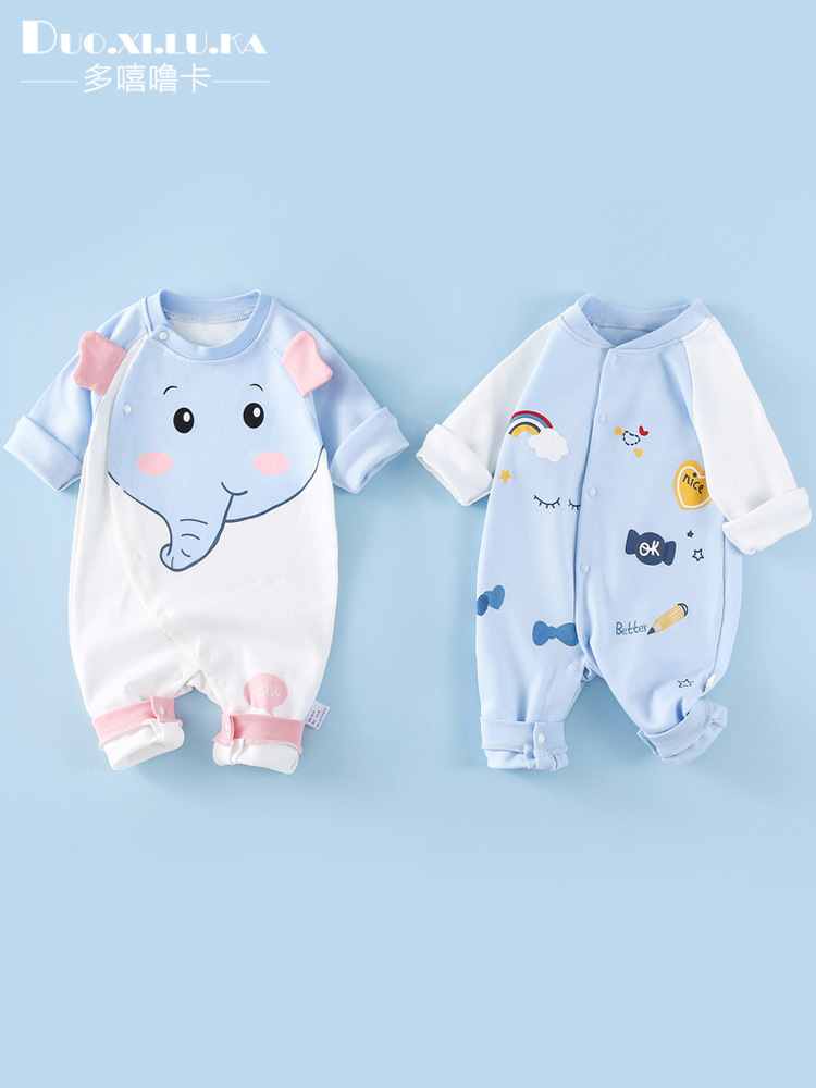 Newborn Baby Clothes Spring and Autumn Full Moon Baby Cotton Jumpsuit Men's and Women's Romper Long Sleeve Romper Cute