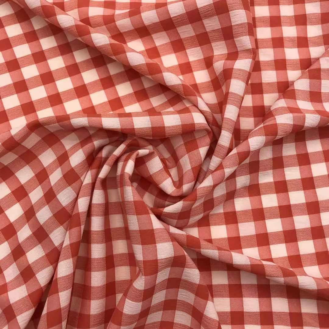 格子布料tr格子布泡泡衬衫新款春夏衬衫裙子面料