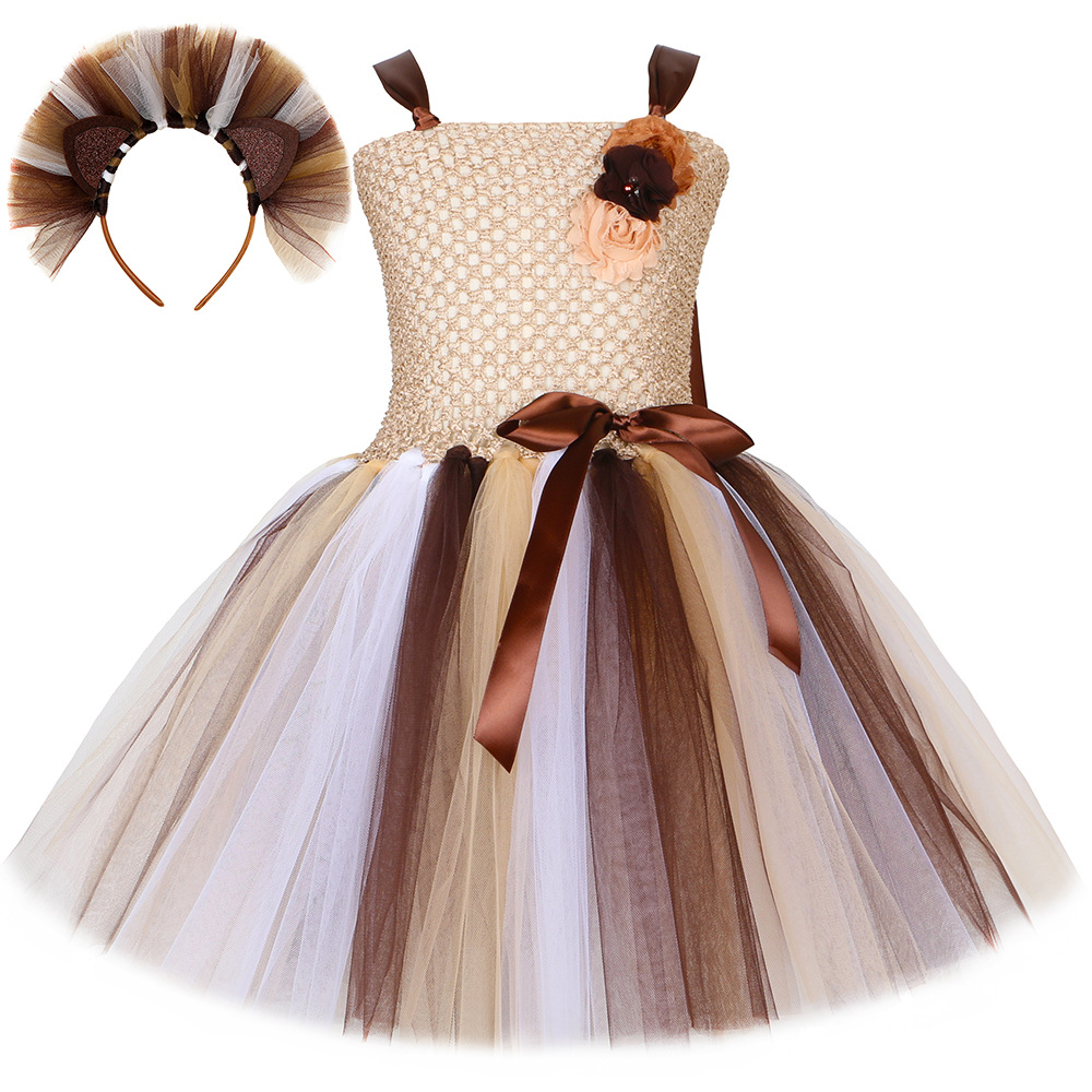 欧美外贸童装丛林狮子王卡通蓬蓬裙女童连衣裙儿童网纱公主裙礼服