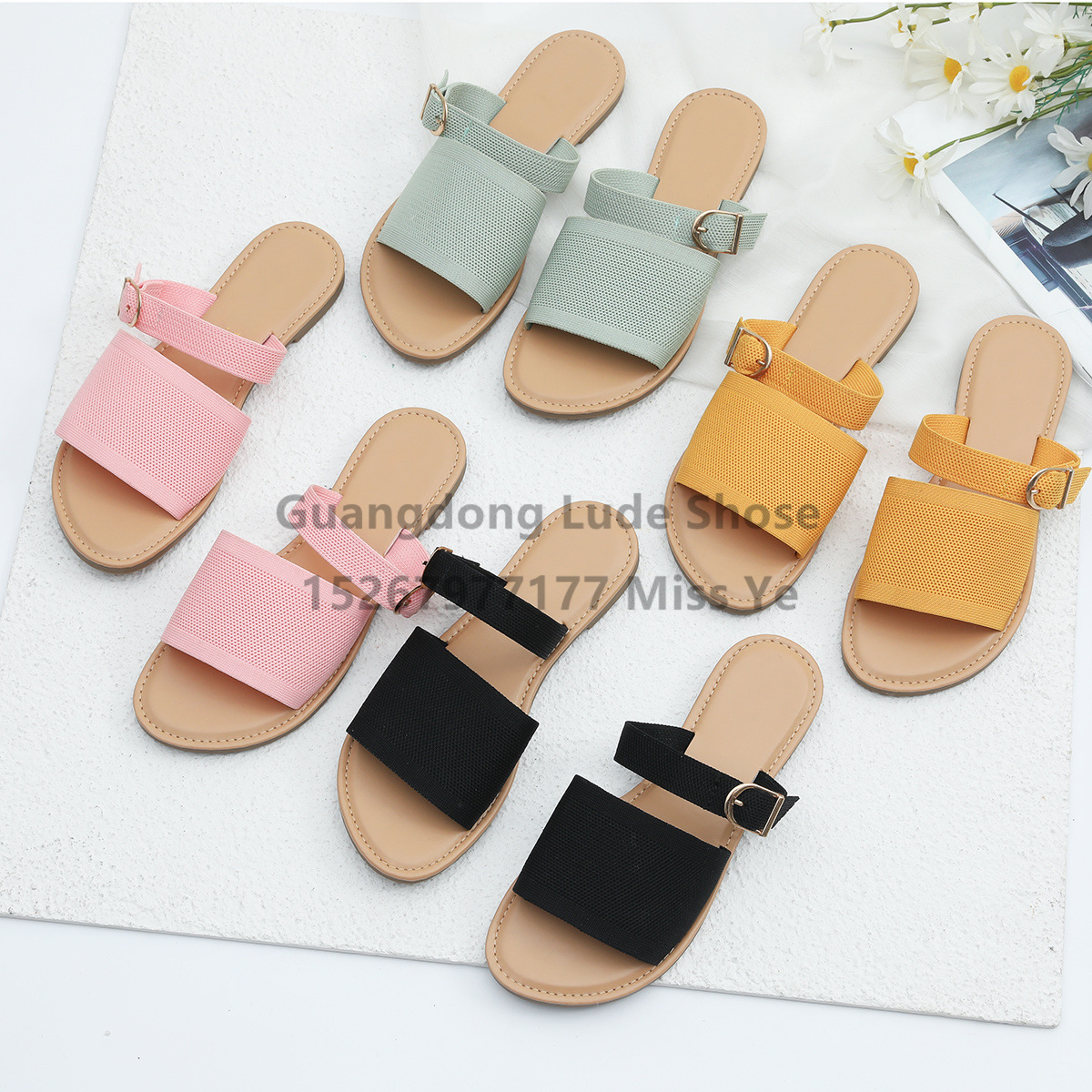 Summer New Women‘s Shoes Craft Shoes Guangzhou Women‘s Shoes Breathable Simple Comfortable Soft Bottom Flying Woven Slippers Flat sandals