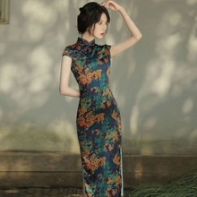 法式旗袍2024年新款气质中国风长款改良版显瘦款少女连衣裙夏
