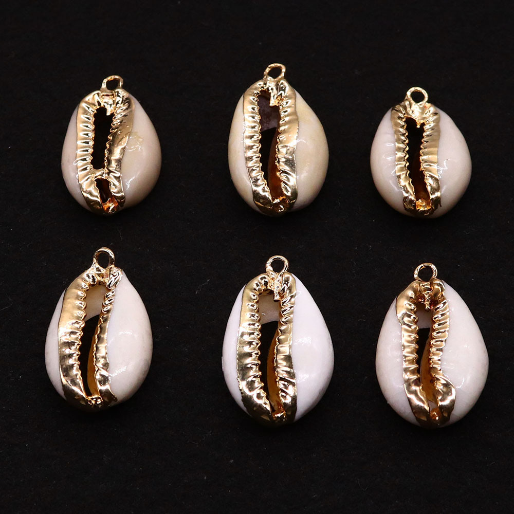 天然海螺贝壳吊坠18-20mm海水贝电镀金色单孔挂件diy项链饰品配件