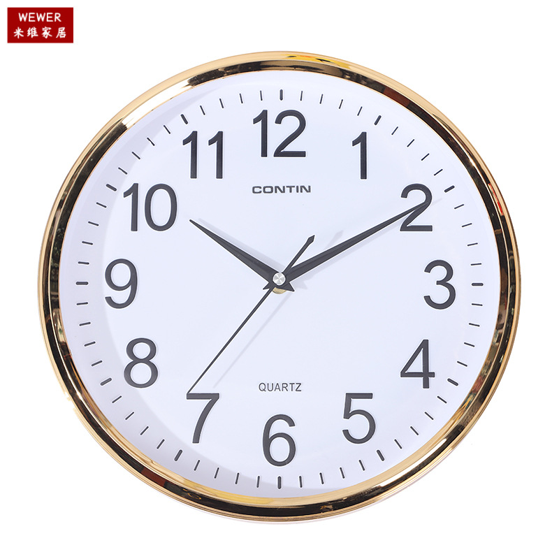 Kangtian round Wall Clock Three-Dimensional Words Clear Simple White Background Mute Living Room Home Fashion Wall Clock Factory Direct Supply