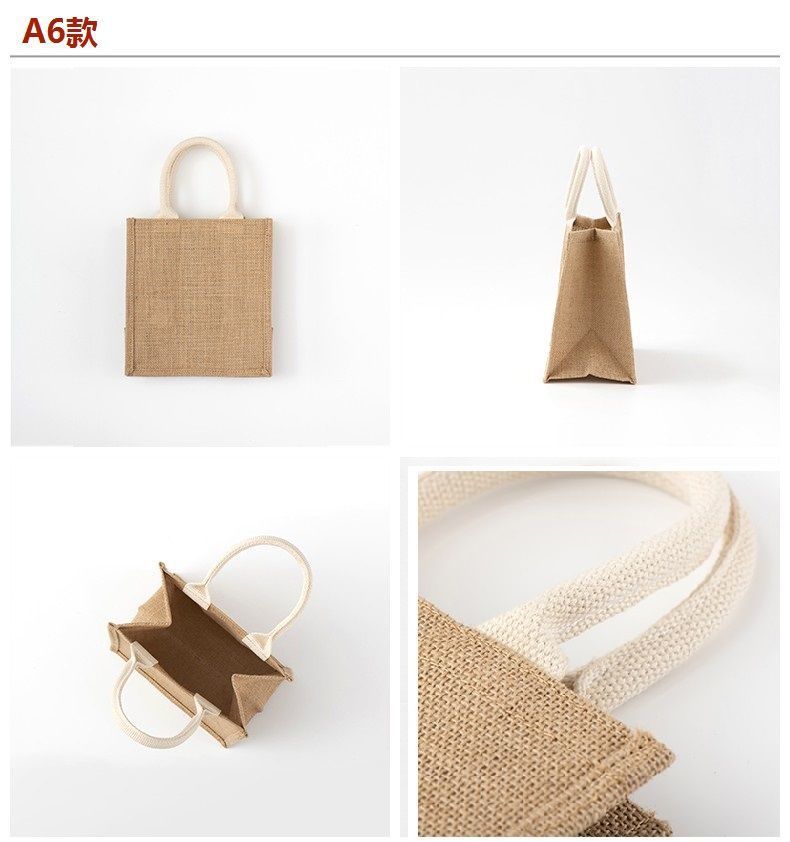 补习收纳袋同款亚黄麻布手提袋女外出购物袋学生补课饭盒