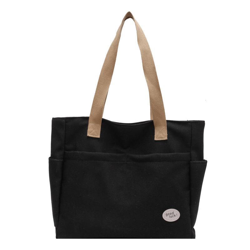 2023 New Handbag Student's Canvas Bag Women's Shoulder Bag Japanese-Style Package Large Capacity Commuter Class Bag Commuter Bag