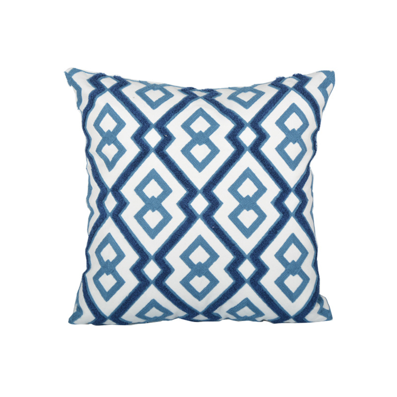 Amazon Blue Color Embroidered Pillow Cover Cushion Home Sofa Cushion Home Fabric Cushion Pillow