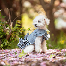 宠物衣服春夏裙子薄款狗裙子小型犬公主蝴蝶结牛仔裙泰迪狗衣服