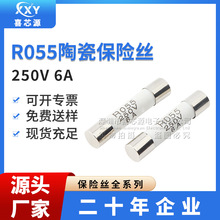 厂家直供 RO55 陶瓷保险丝 5x25mm 250V 6A 通用管状熔断器保险管