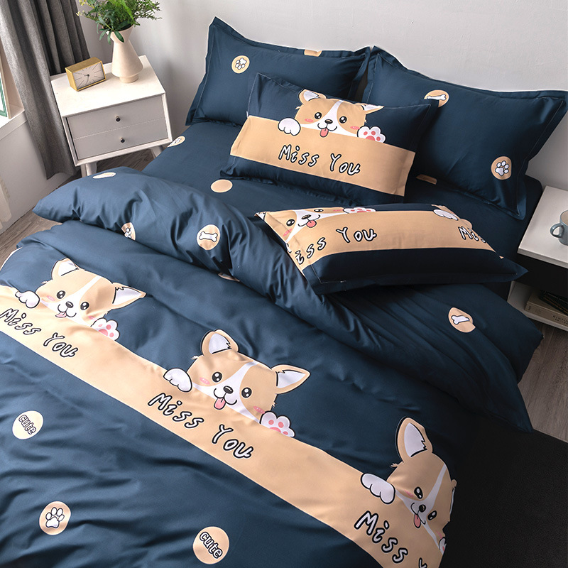 Four-Piece Quilt Cover Single Dormitory Students Quilt Cover Quilt Sheet Spring and Summer Bedding Thickening Bed Sheet Three-Piece Wholesale