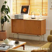日式极简实木餐边柜现代设计长方形储物柜茶水柜侘寂风复古收纳柜