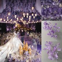 紫色仿真花雾霾紫色欧式婚礼堂吊顶花排绢布花假花玫瑰绣球牡丹