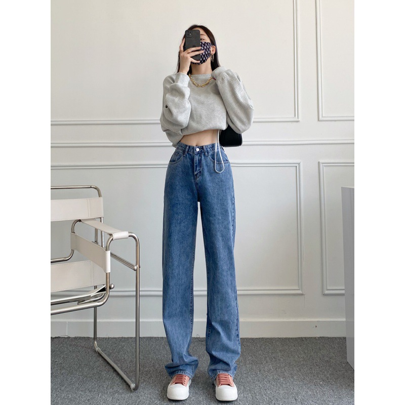 Pink Jeans for Women Spring and Autumn 170 Tall Lengthened Casual Straight Pants 175 Long Loose Drooping Mop Pants Hot