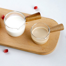 奶缸拿铁拉花杯木柄小奶杯调料汁容器蘸料碟日式玻璃小奶盅