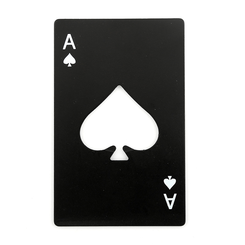 黑桃a不锈钢黑色卡片开瓶器 扑克牌形信用卡式啤酒开瓶器 edc工具