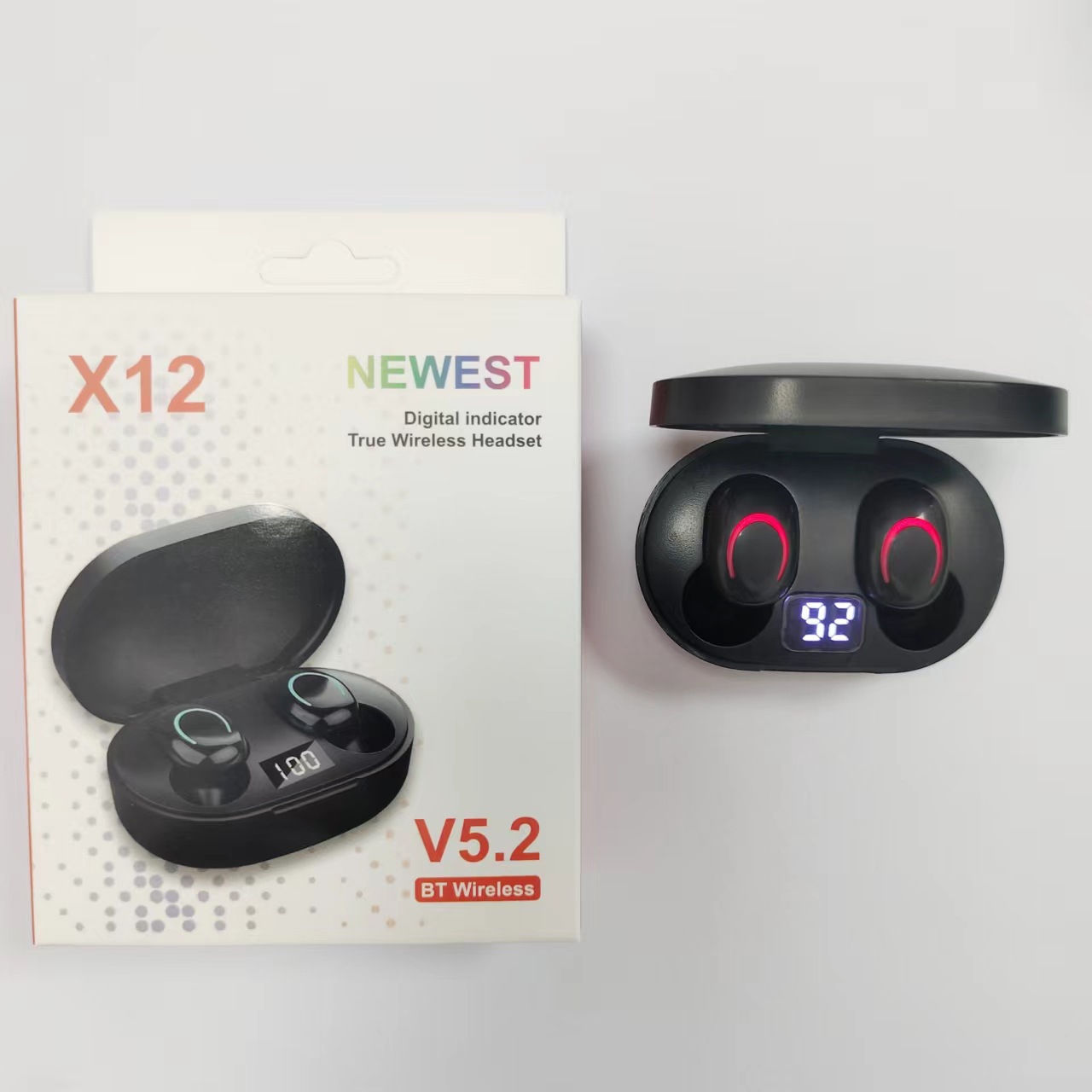 Cross-Border Hot X12 Wireless Bluetooth Headset Digital Display 5.2TWS Mini Earbuds Sports A6s Bluetooth Headset
