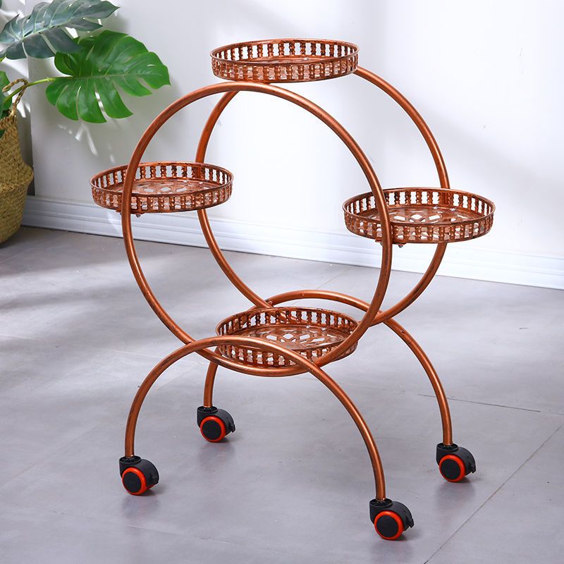 Flower Shop Flower Stand Iron Multi-Layer with Wheels Scindapsus Basin Frame Living Room Balcony Floor Movable Indoor Commodity Shelf